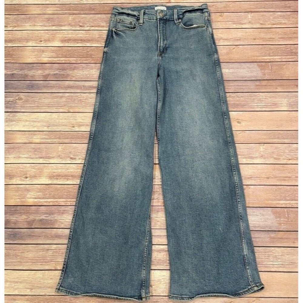 Good American Good Skate Jeans Indigo208 Wide Leg High Rise Light Wash
